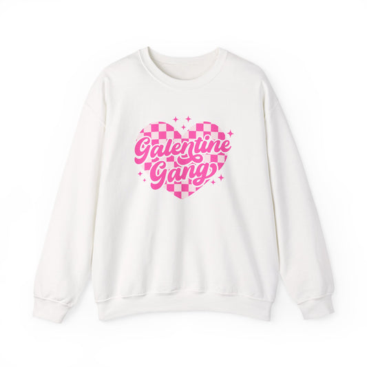 Galentine Gang Heart Crewneck Sweatshirt | Pink Checker Script