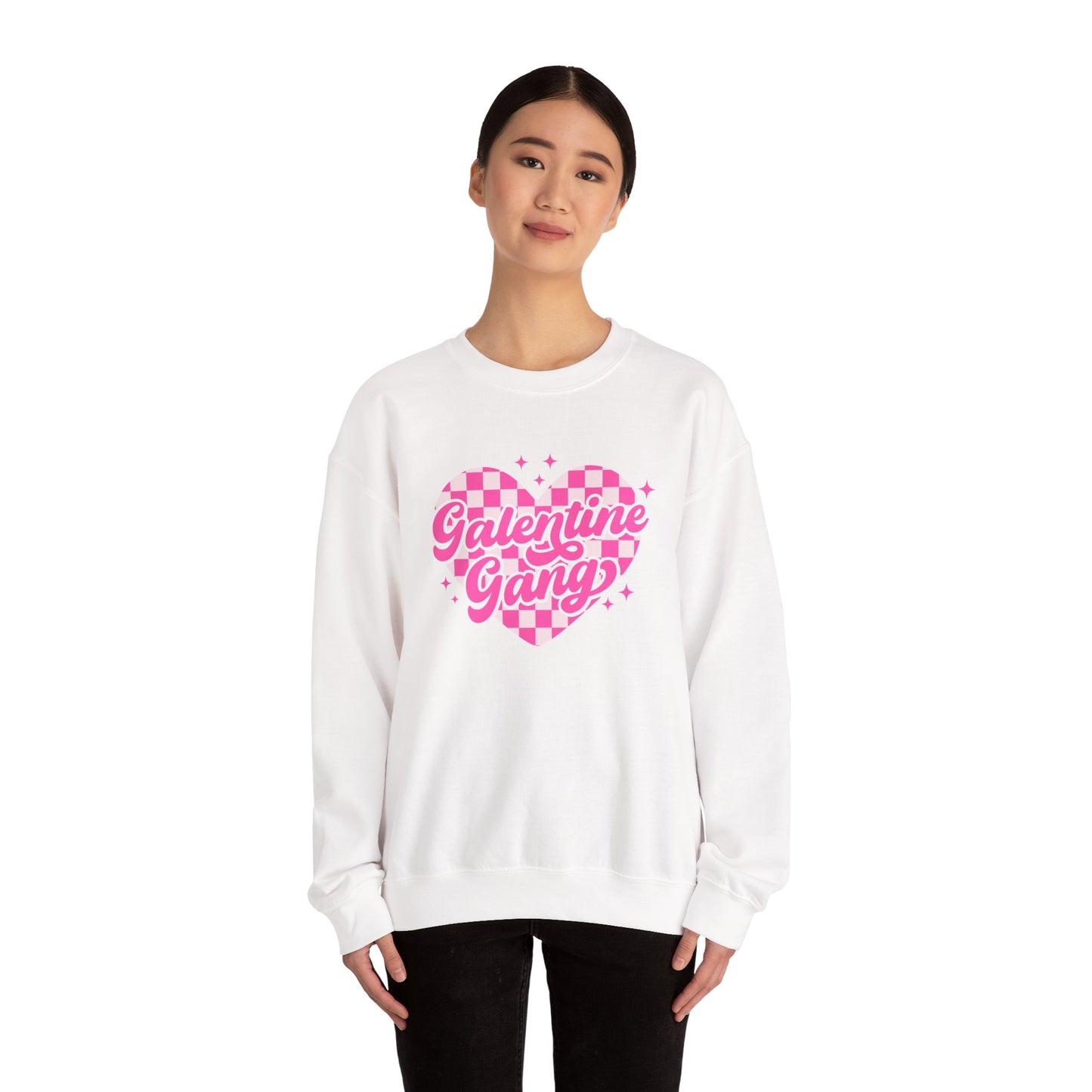 Galentine Gang Heart Crewneck Sweatshirt | Pink Checker Script