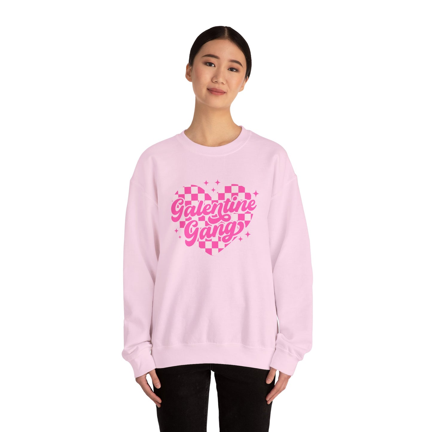 Galentine Gang Heart Crewneck Sweatshirt | Pink Checker Script