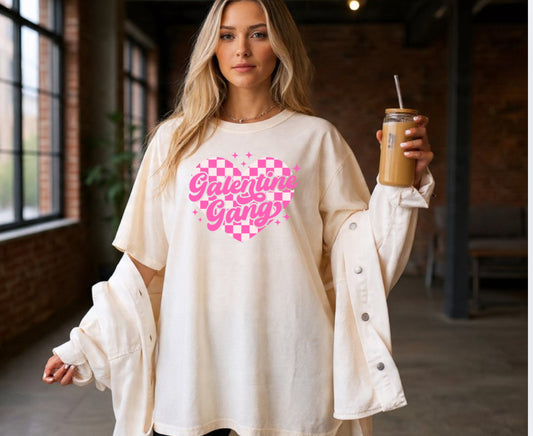 Galentine Gang Heart Crewneck Sweatshirt | Pink Checker Script