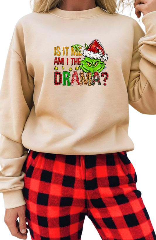 Grinch “Am I the Drama?” Gildan Sweatshirt – Funny Christmas Pullover