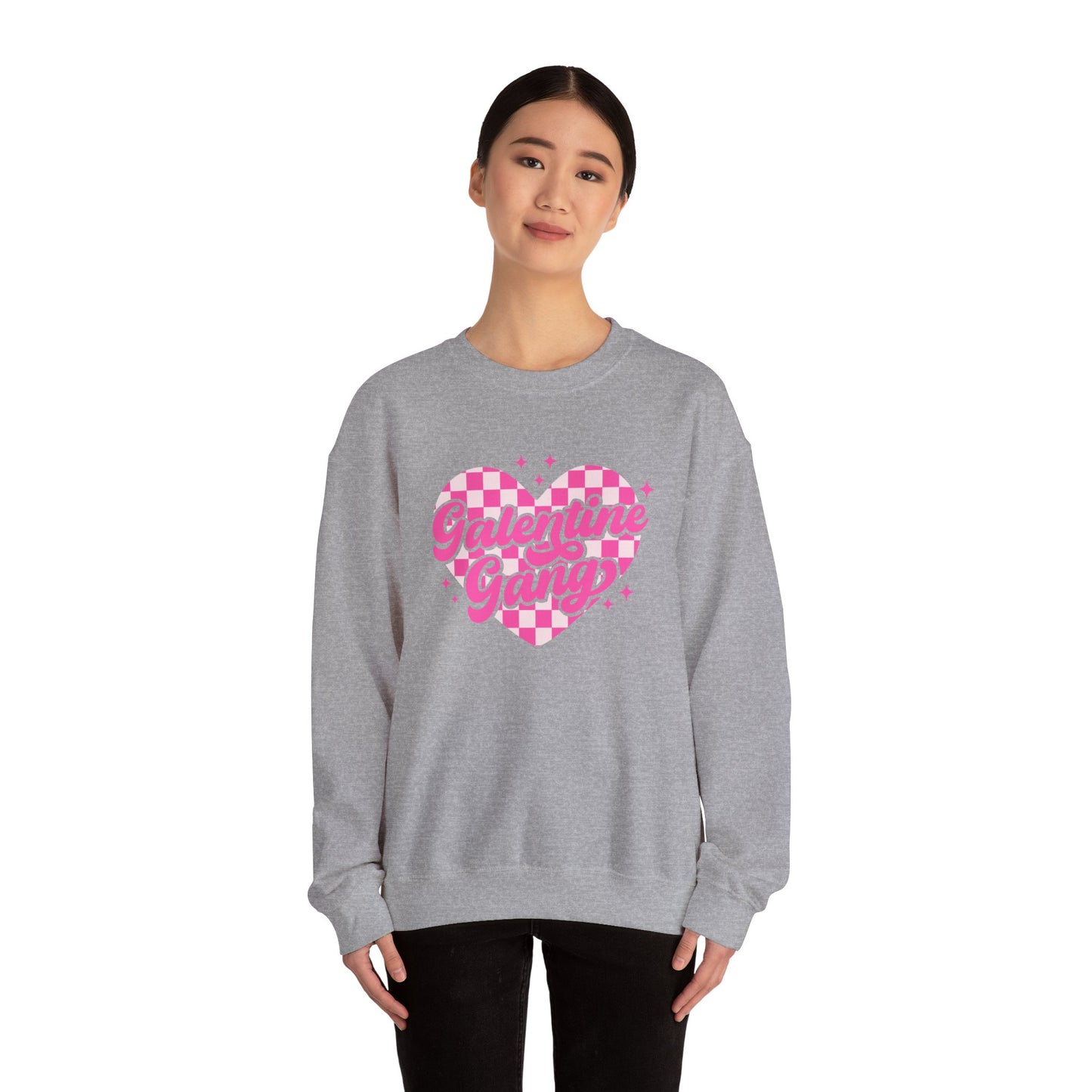 Galentine Gang Heart Crewneck Sweatshirt | Pink Checker Script